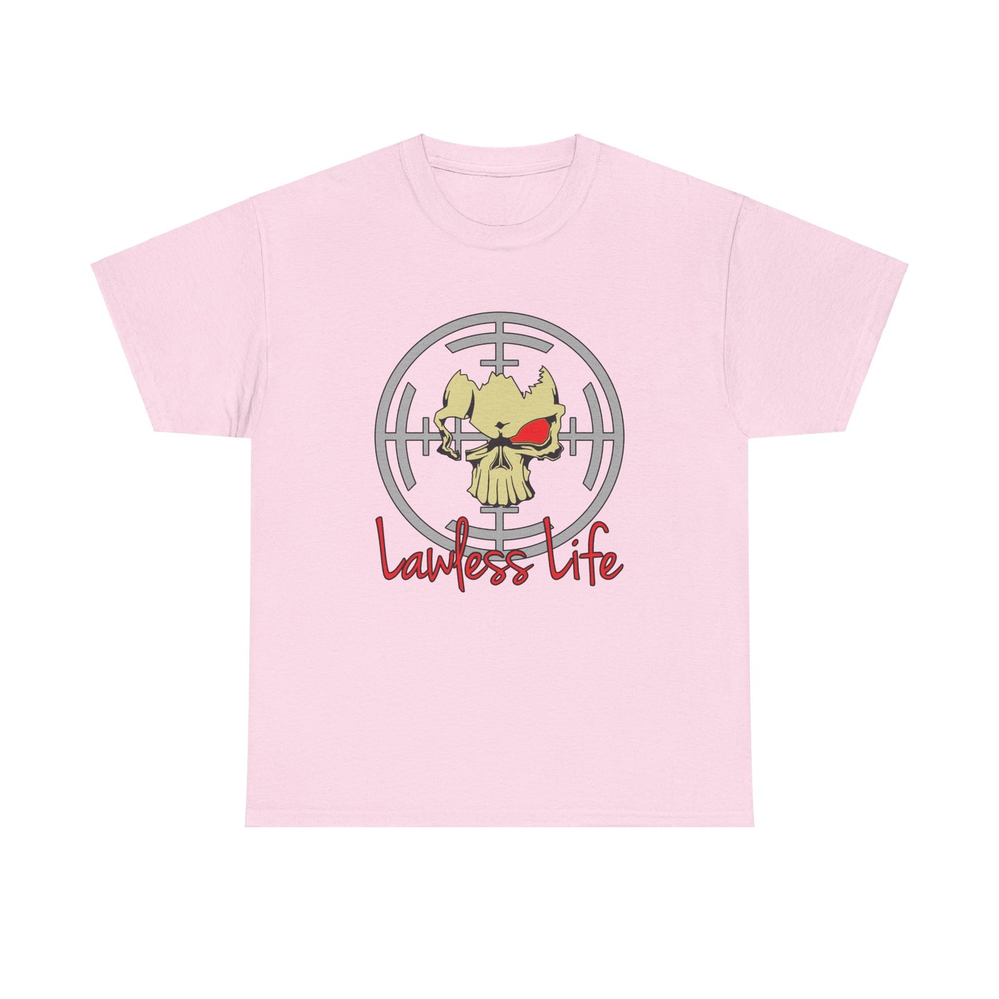 Lawless Life Skull Sight. Heavy Cotton T-Shirt