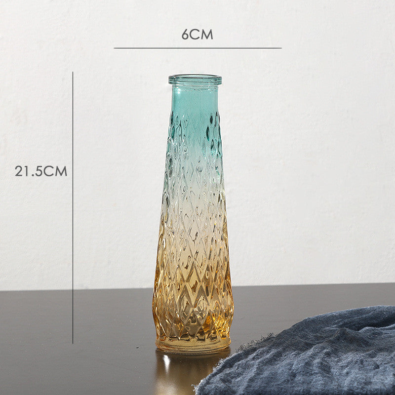 Embossed glass transparent vase