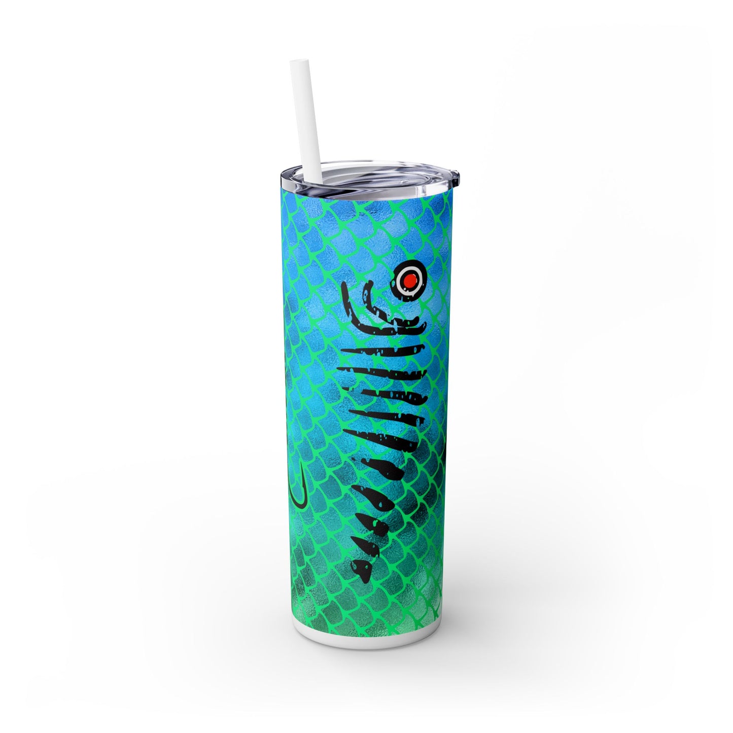 Bite Me Fish Hook. 20oz Skinny Tumbler with Straw