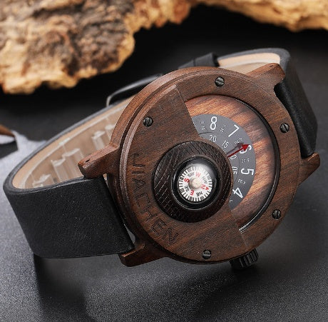 Multifunctional Compass Wood Watch