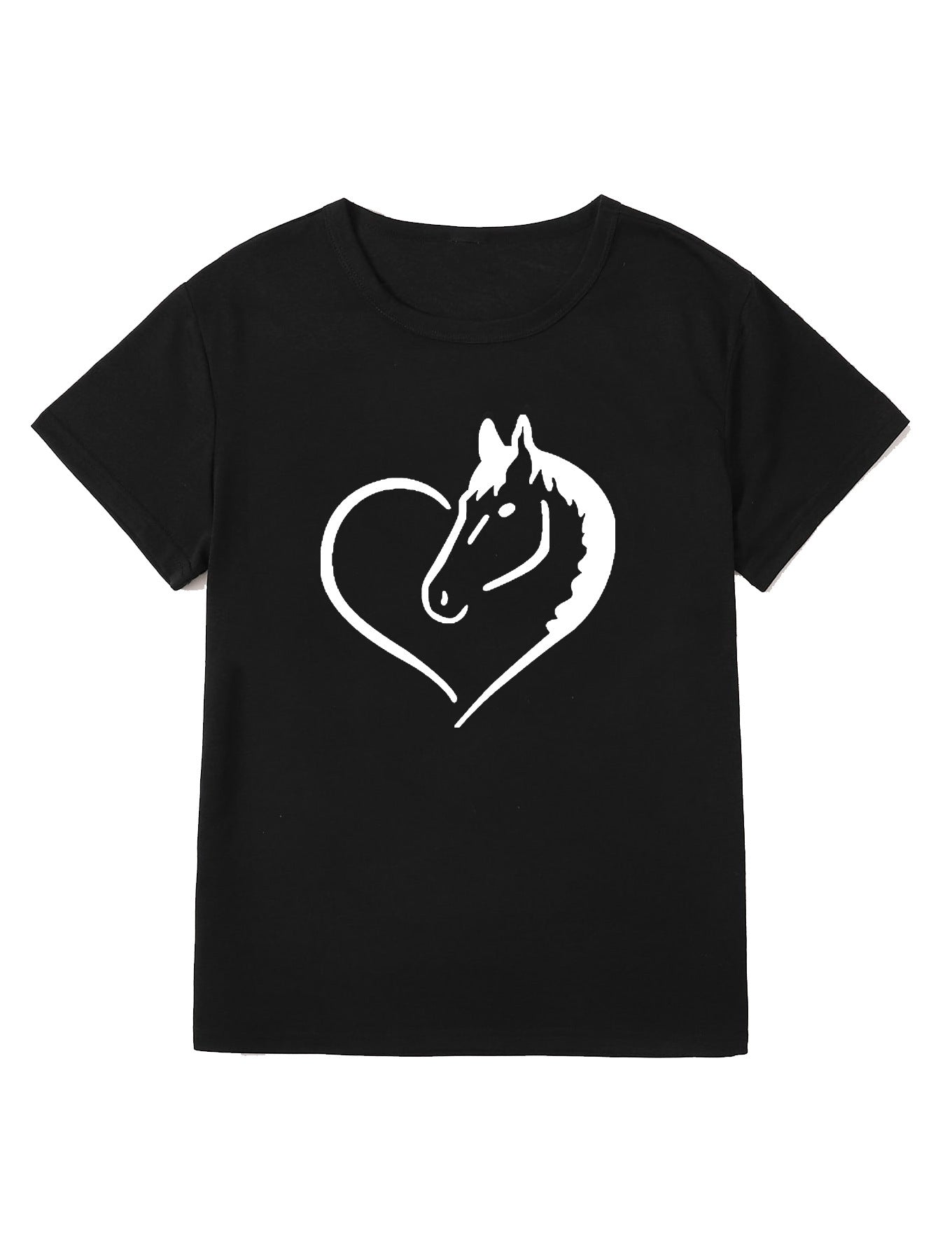 Heart Horse Pattern Short Sleeve Shirt