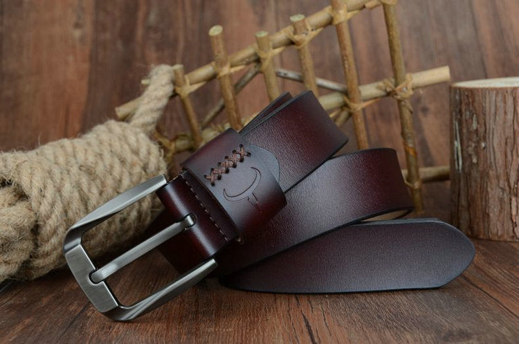 Leather pin buckle belt