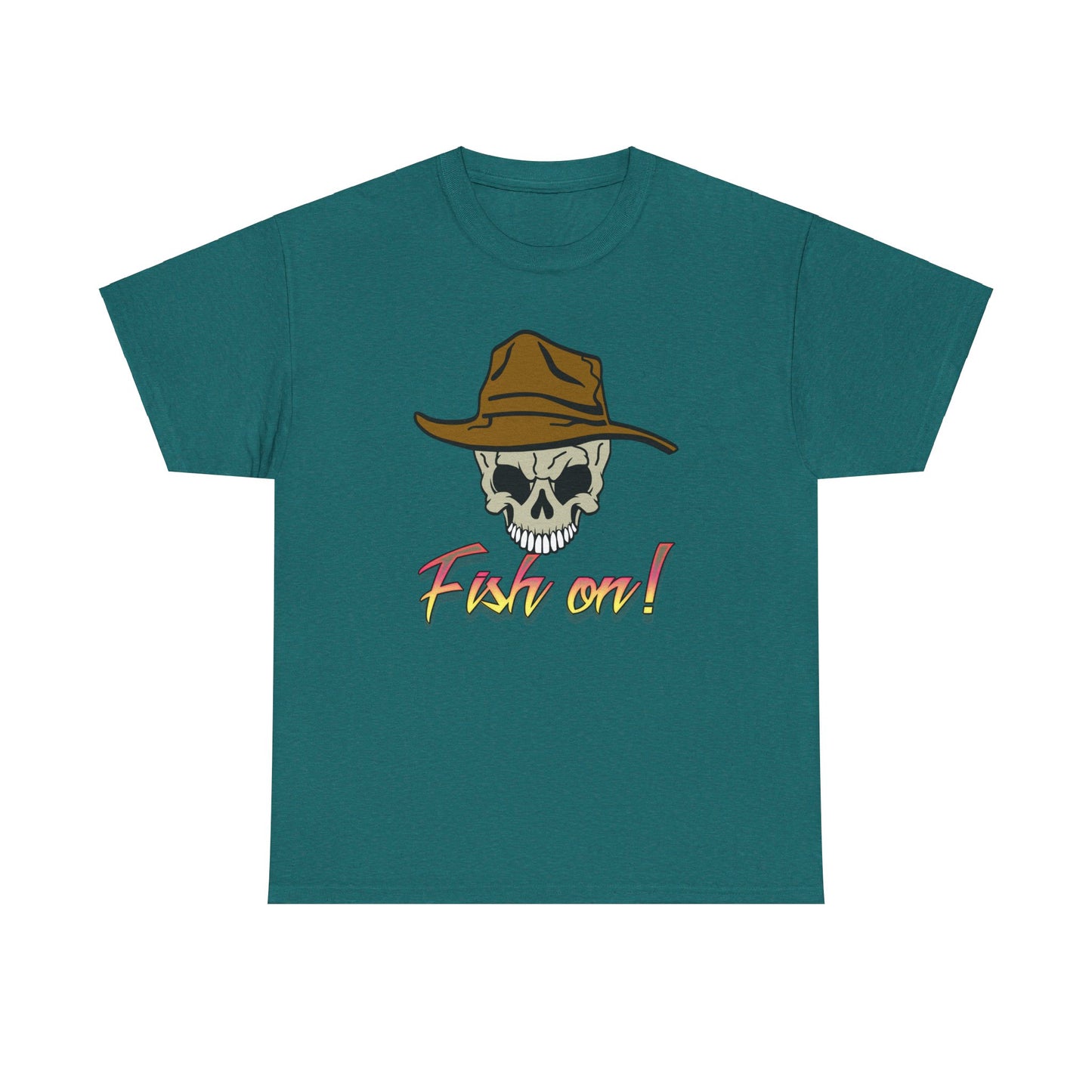 Fish on Skull. Heavy Cotton T-Shirt