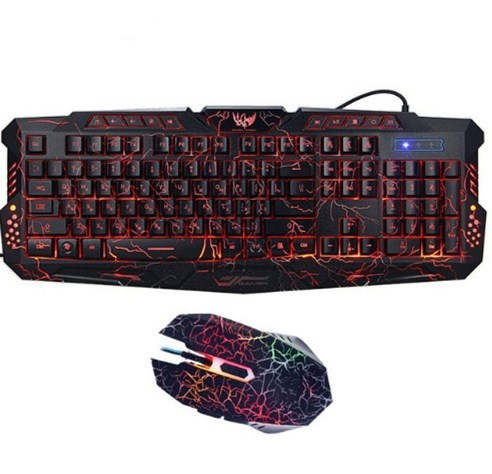 Tricolor backlight wired gaming keyboard set