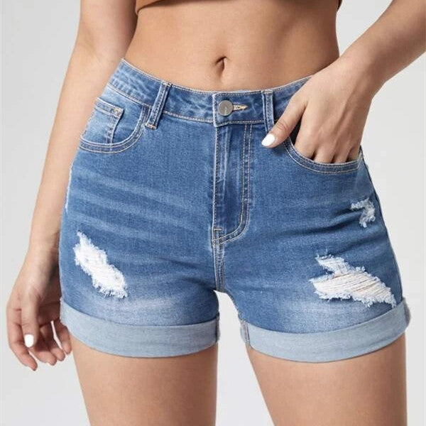 Women's Elastic Denim Shorts