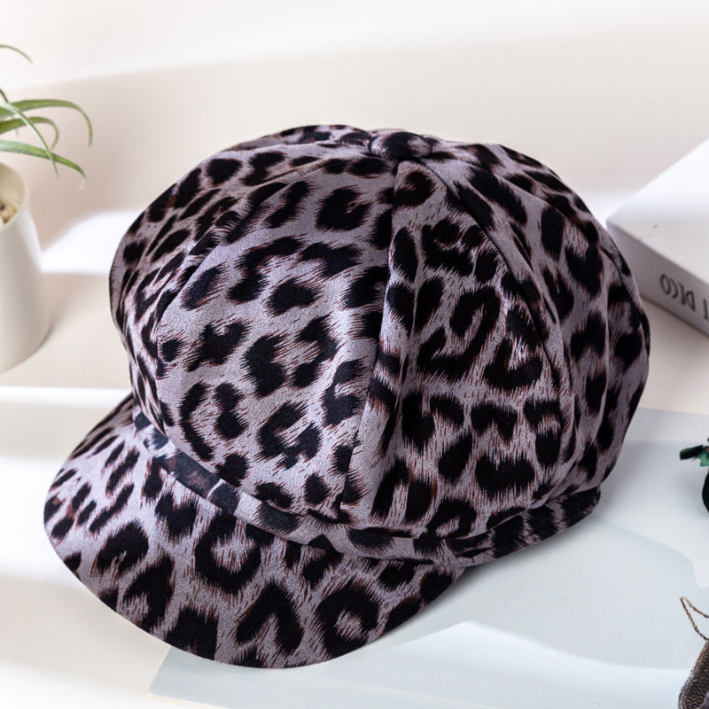 Leopard Print Octagonal Hat