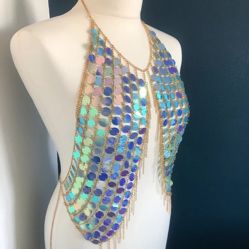 Handmade sequin body chain