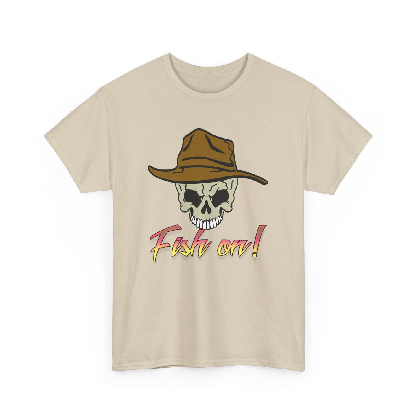 Fish on Skull. Heavy Cotton T-Shirt