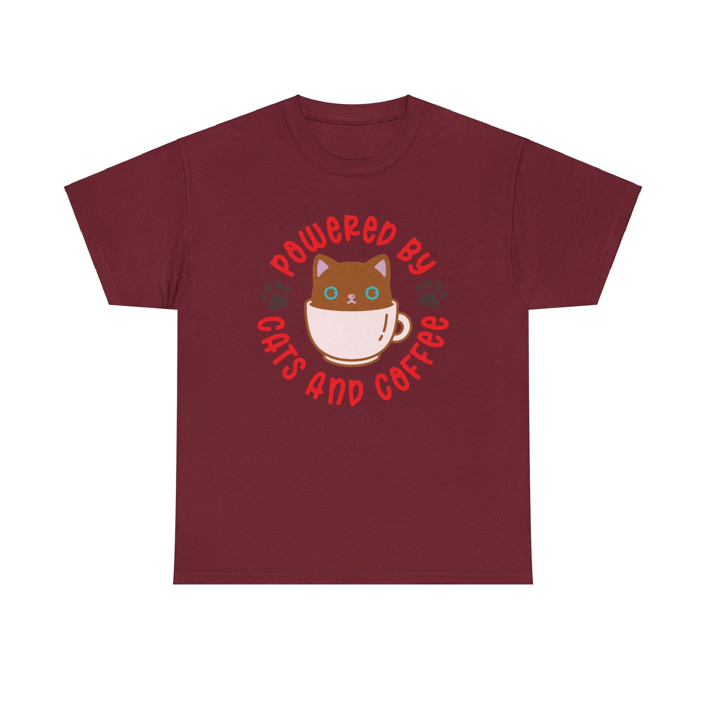 Powered by Cats and Coffee. Heavy Cotton T-Shirt