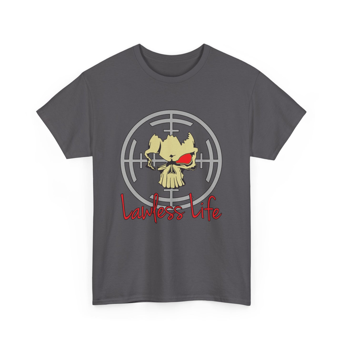 Lawless Life Skull Sight. Heavy Cotton T-Shirt