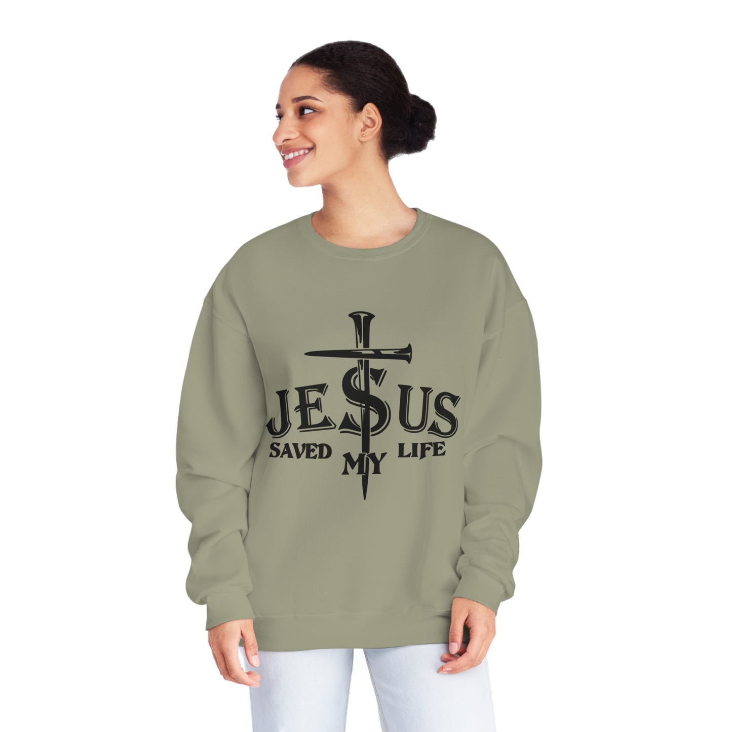 Jesus Saved My Life, Unisex NuBlend® Crewneck Sweatshirt