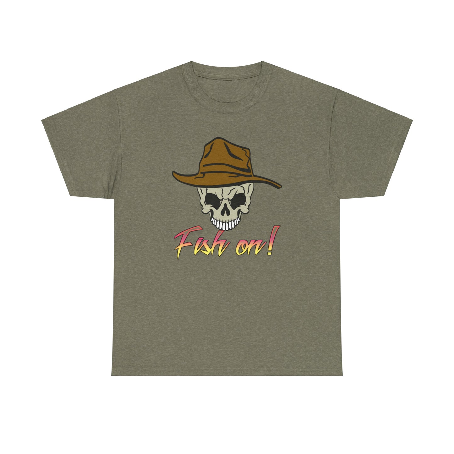 Fish on Skull. Heavy Cotton T-Shirt