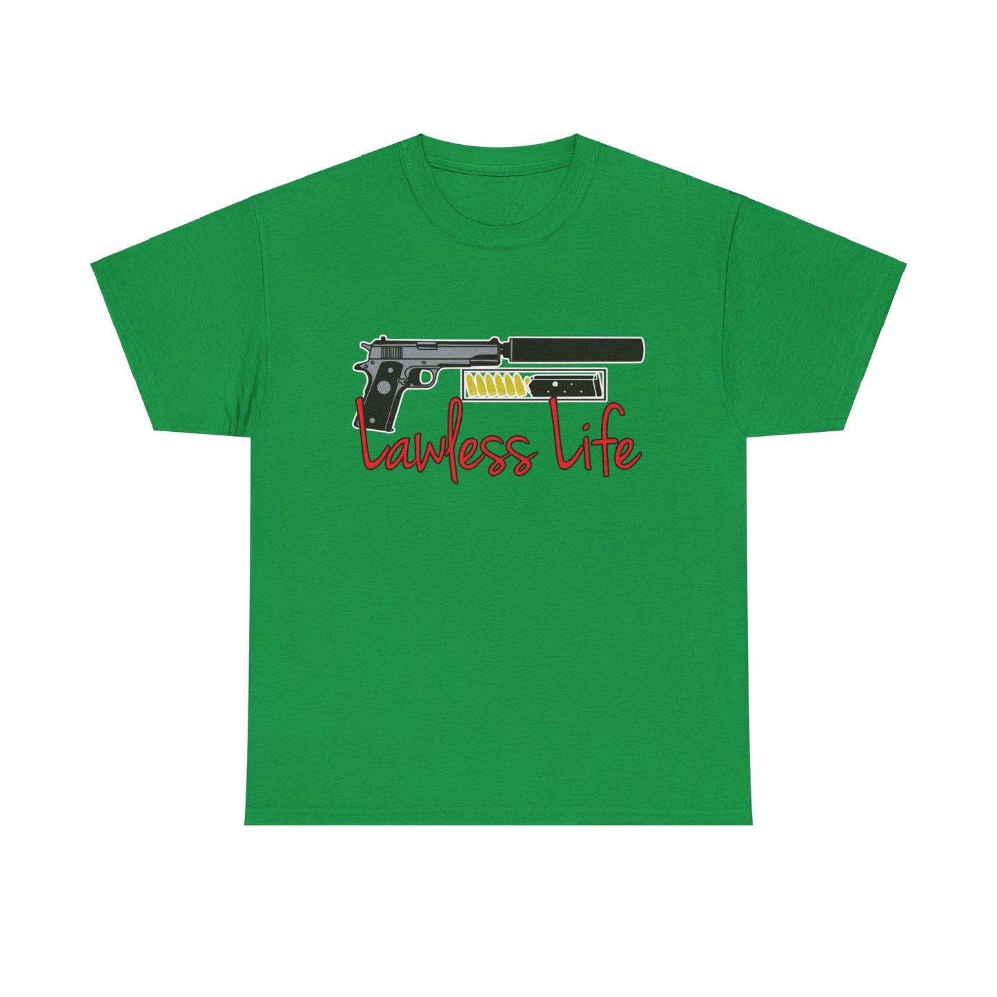 Lawless Life Silencer Pistol. Heavy Cotton T-Shirt