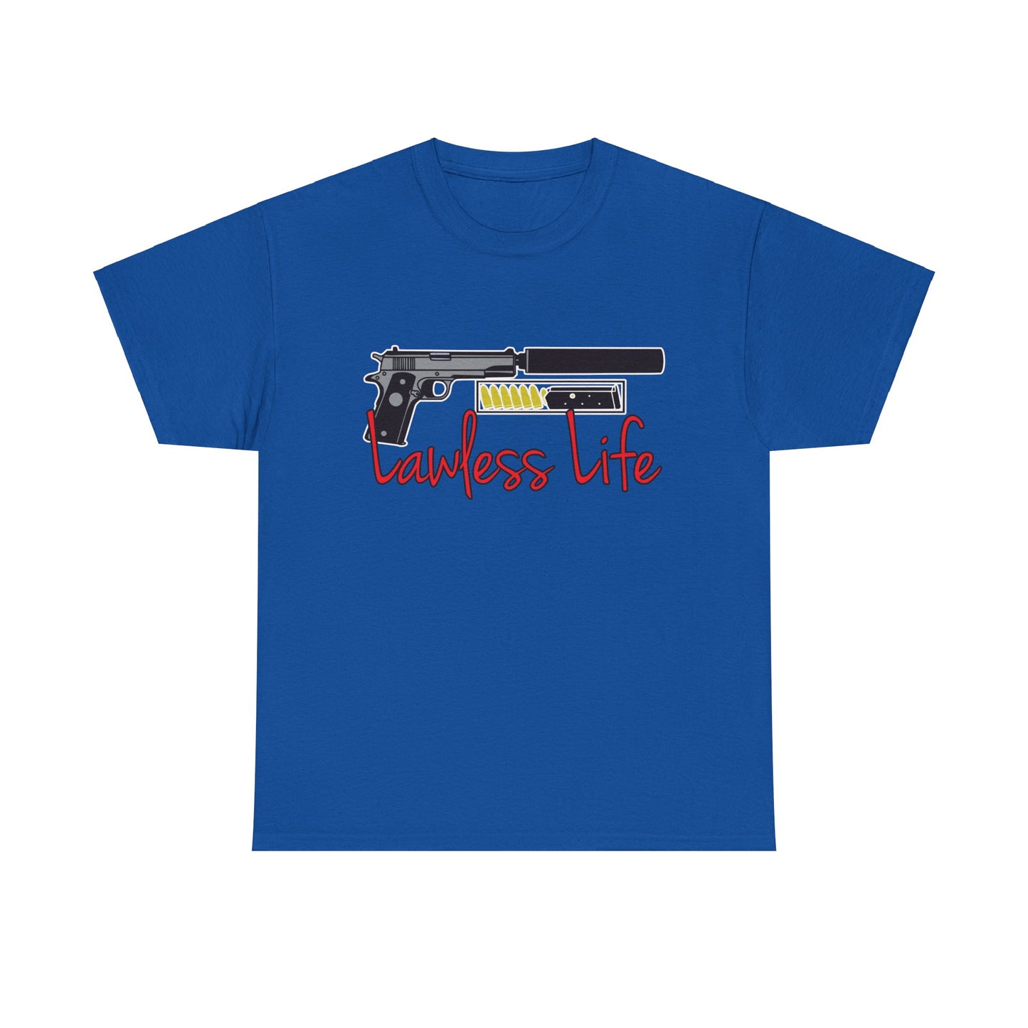 Lawless Life Silencer Pistol. Heavy Cotton T-Shirt