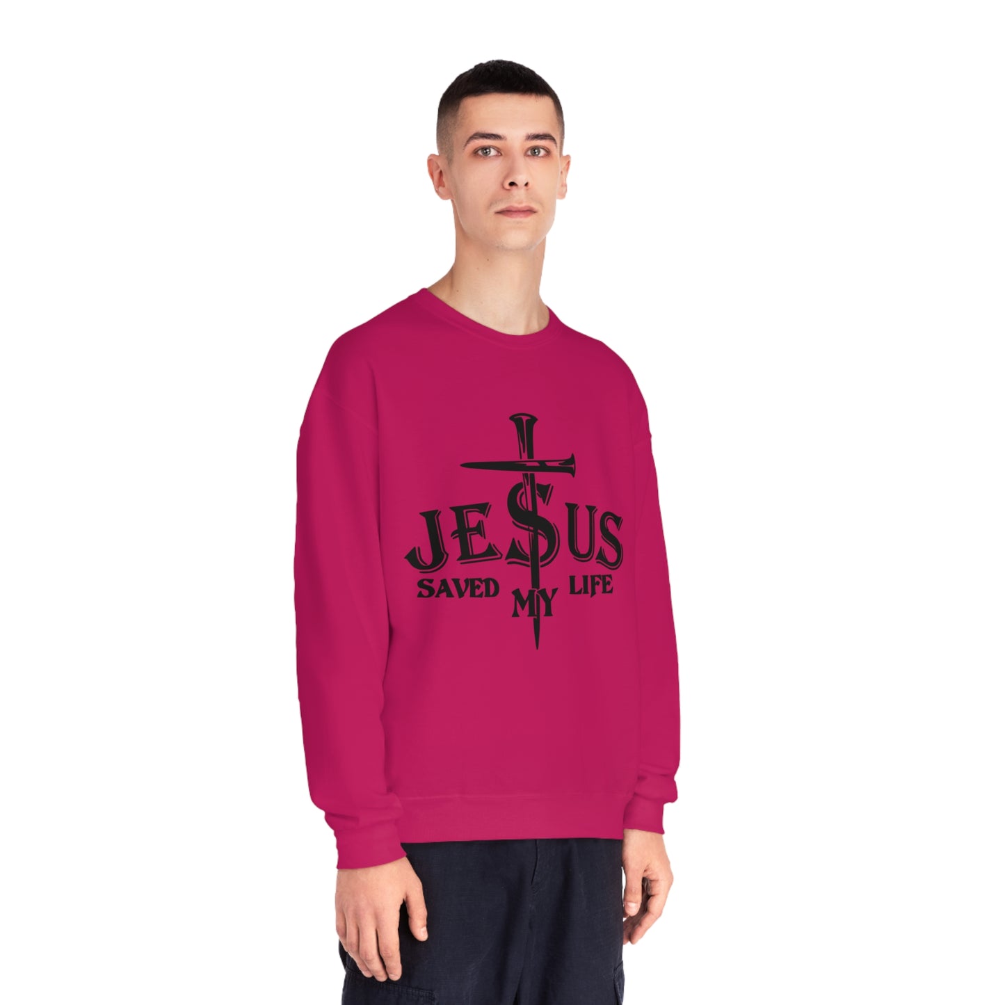 Jesus Saved My Life, Unisex NuBlend® Crewneck Sweatshirt