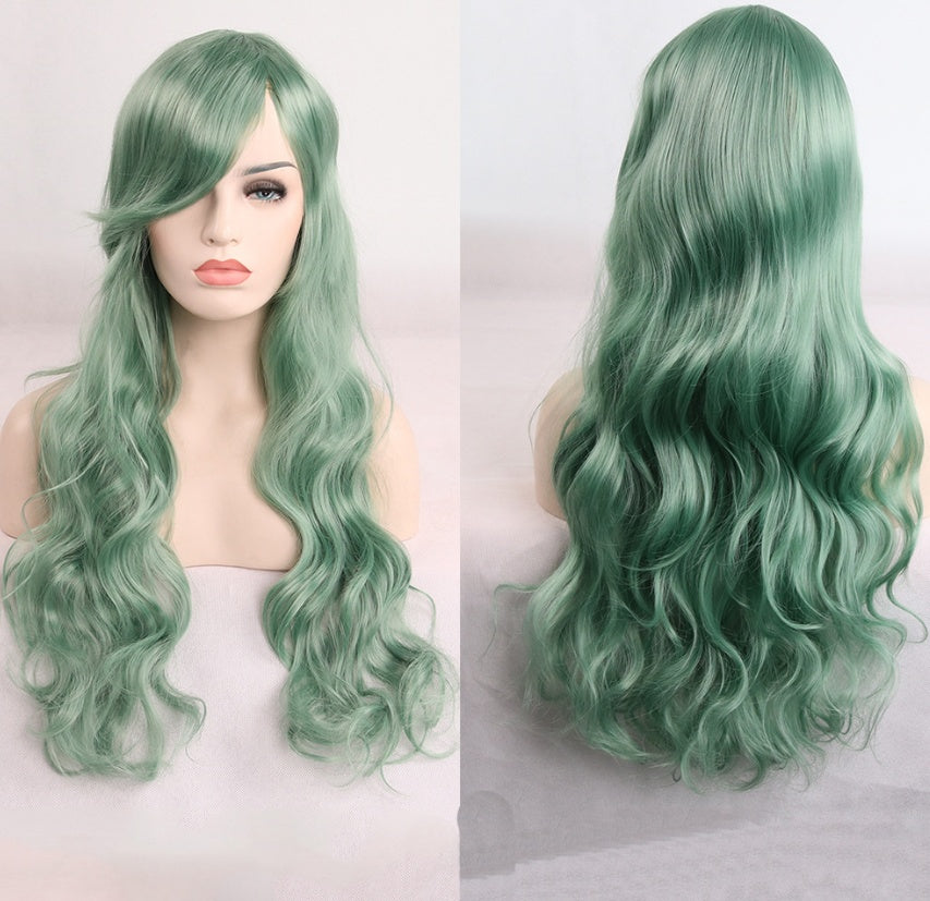 Anime cos wig color 80cm long curly cosplay