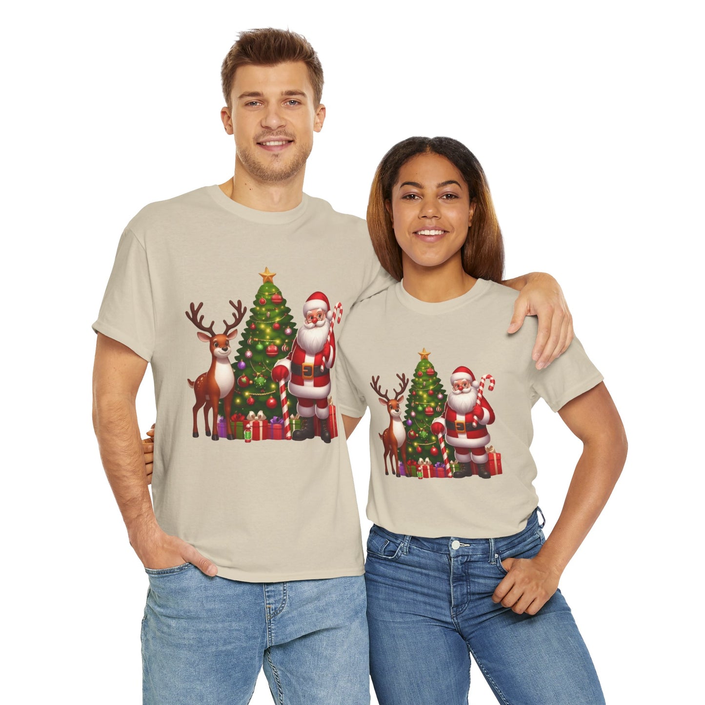 Santa Christmas Tree. Heavy Cotton T-Shirt