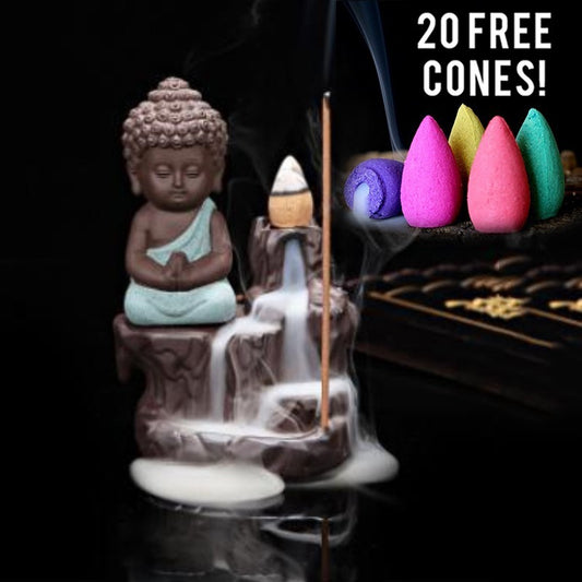 Creative Zisha Little Monk Flowing Water Backflow Incense Burner