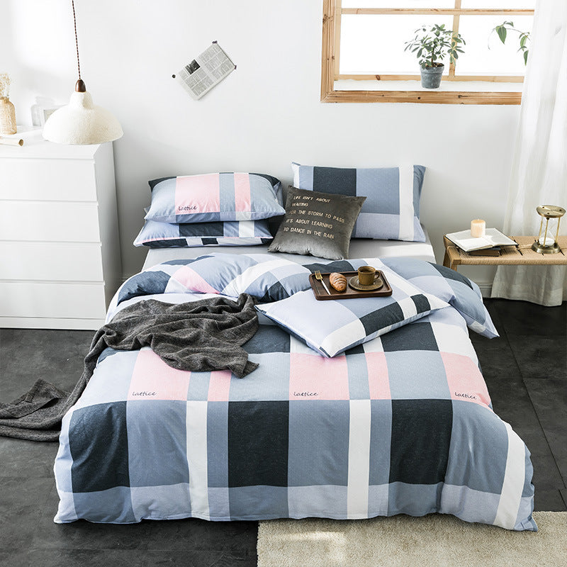 Checkered cotton bedding set