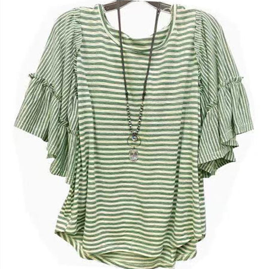 Summer Round Neck Striped Top