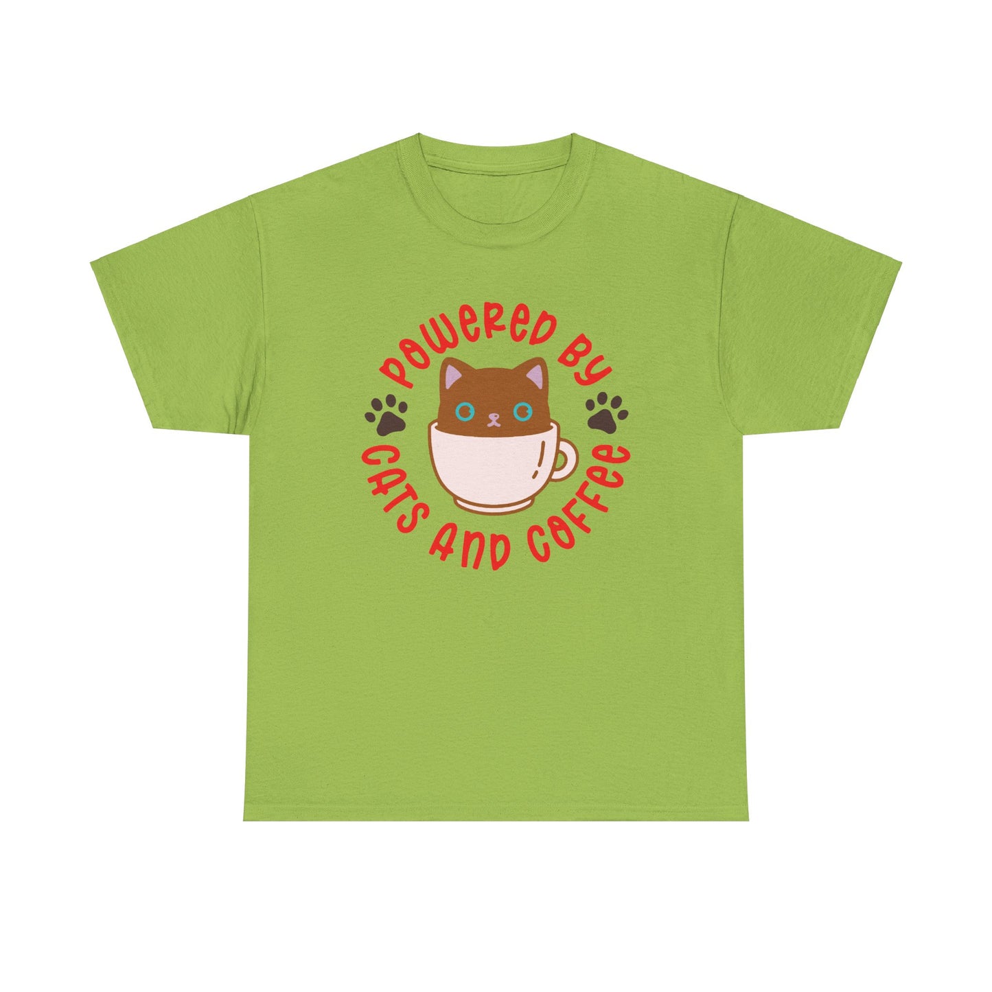 Powered by Cats and Coffee. Heavy Cotton T-Shirt