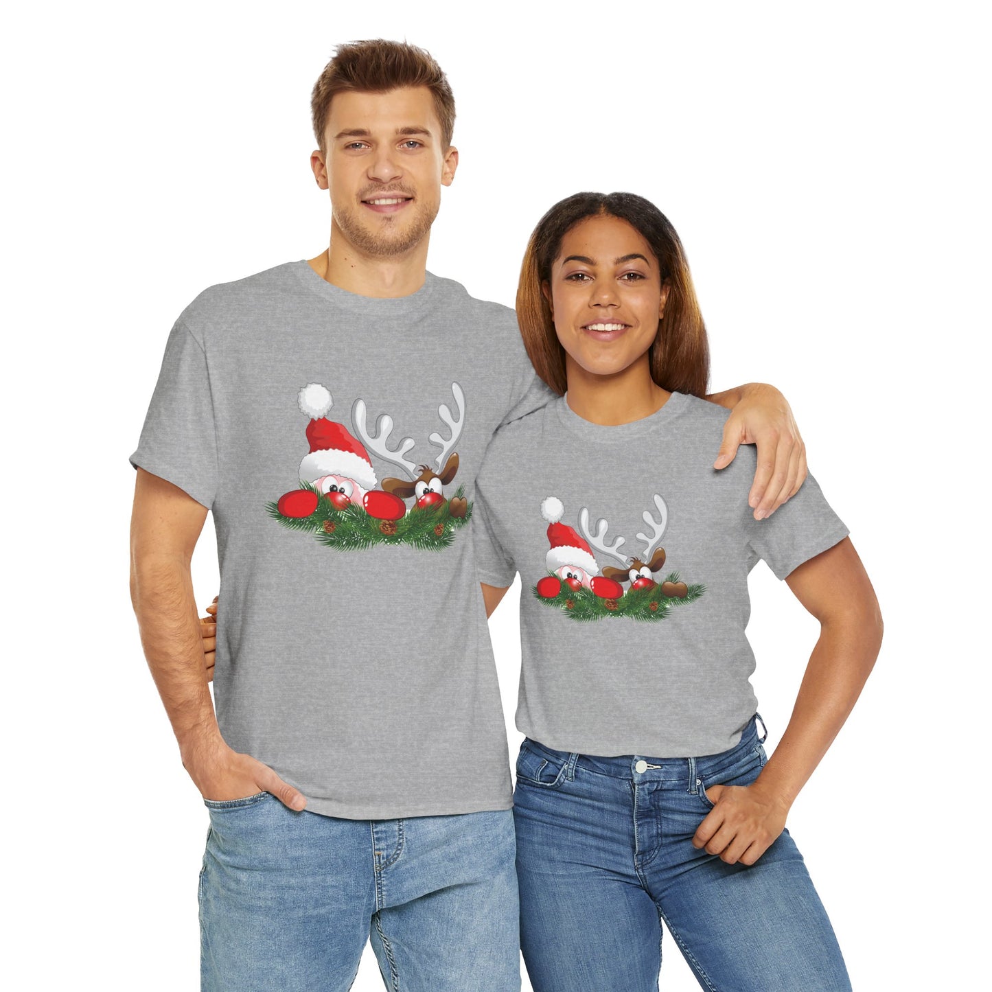 Peeking Santa. Heavy Cotton T-Shirt