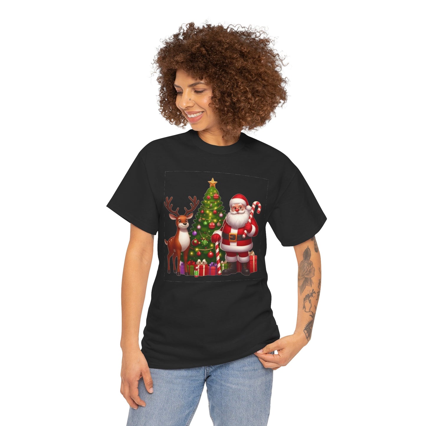 Santa Christmas Tree. Heavy Cotton T-Shirt