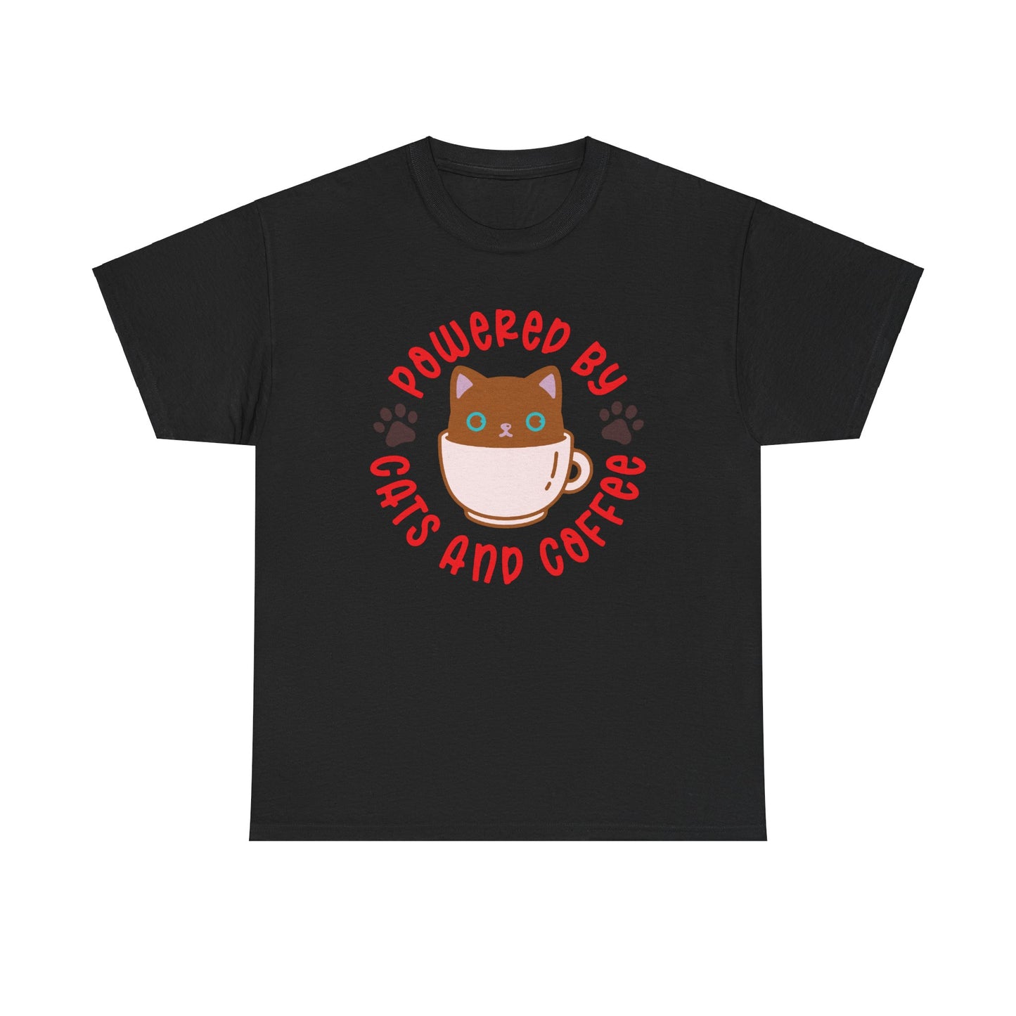 Powered by Cats and Coffee. Heavy Cotton T-Shirt