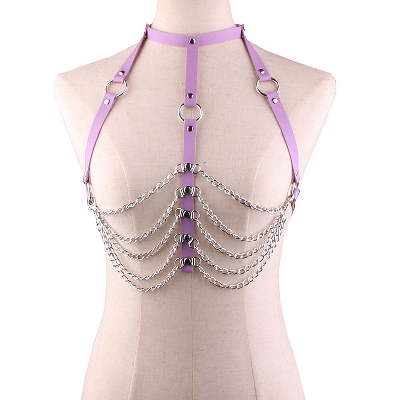 Leather collar body chain