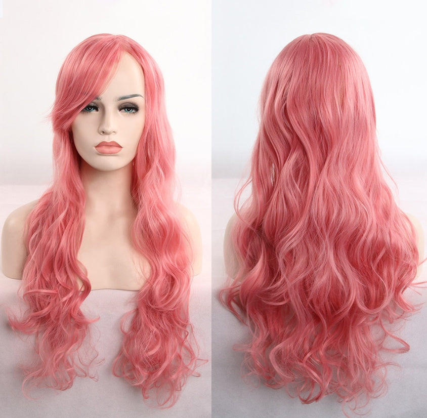 Anime cos wig color 80cm long curly cosplay