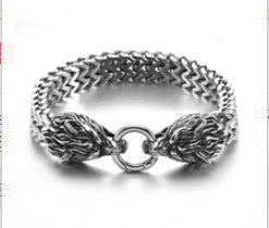 Wolf's Head Titanium Steel Bracelet