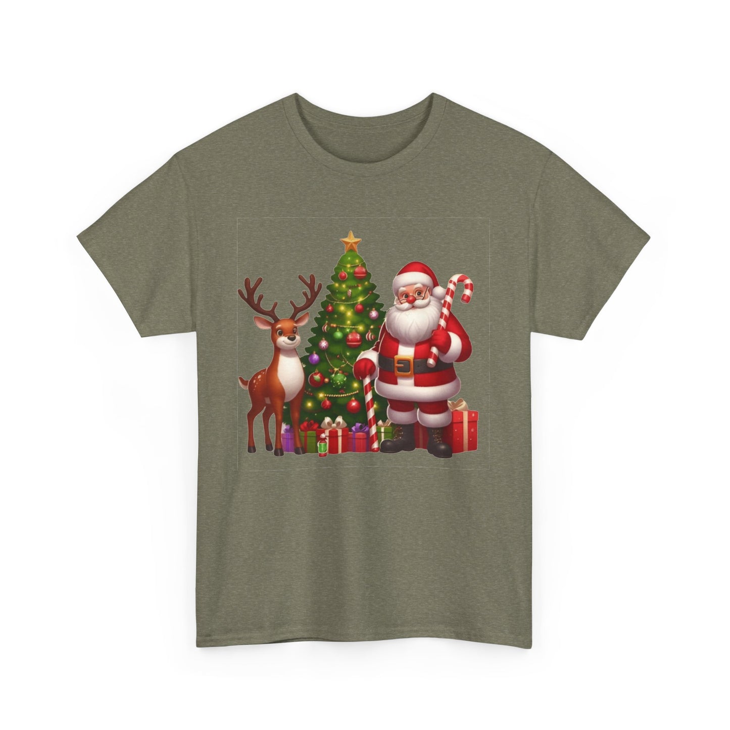 Santa Christmas Tree. Heavy Cotton T-Shirt