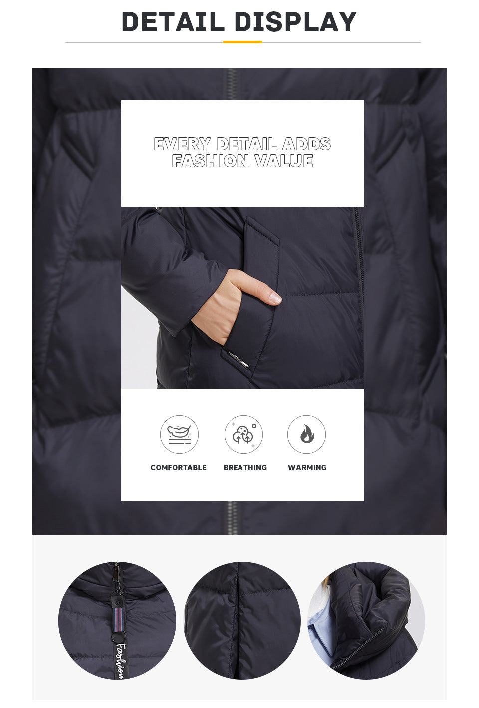 Thermal And Windproof Zipper Cotton-padded Coat