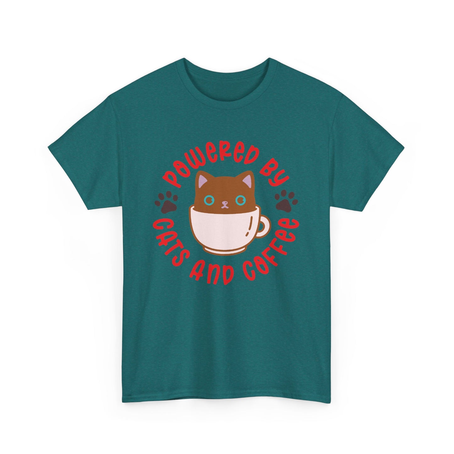 Powered by Cats and Coffee. Heavy Cotton T-Shirt