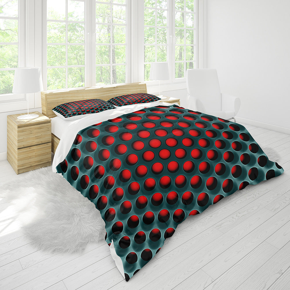 Three-piece honeycomb duvet cover