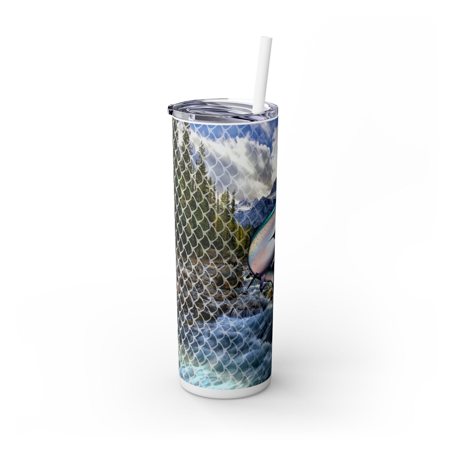 Stealhead River. 20oz Skinny Tumbler with Straw