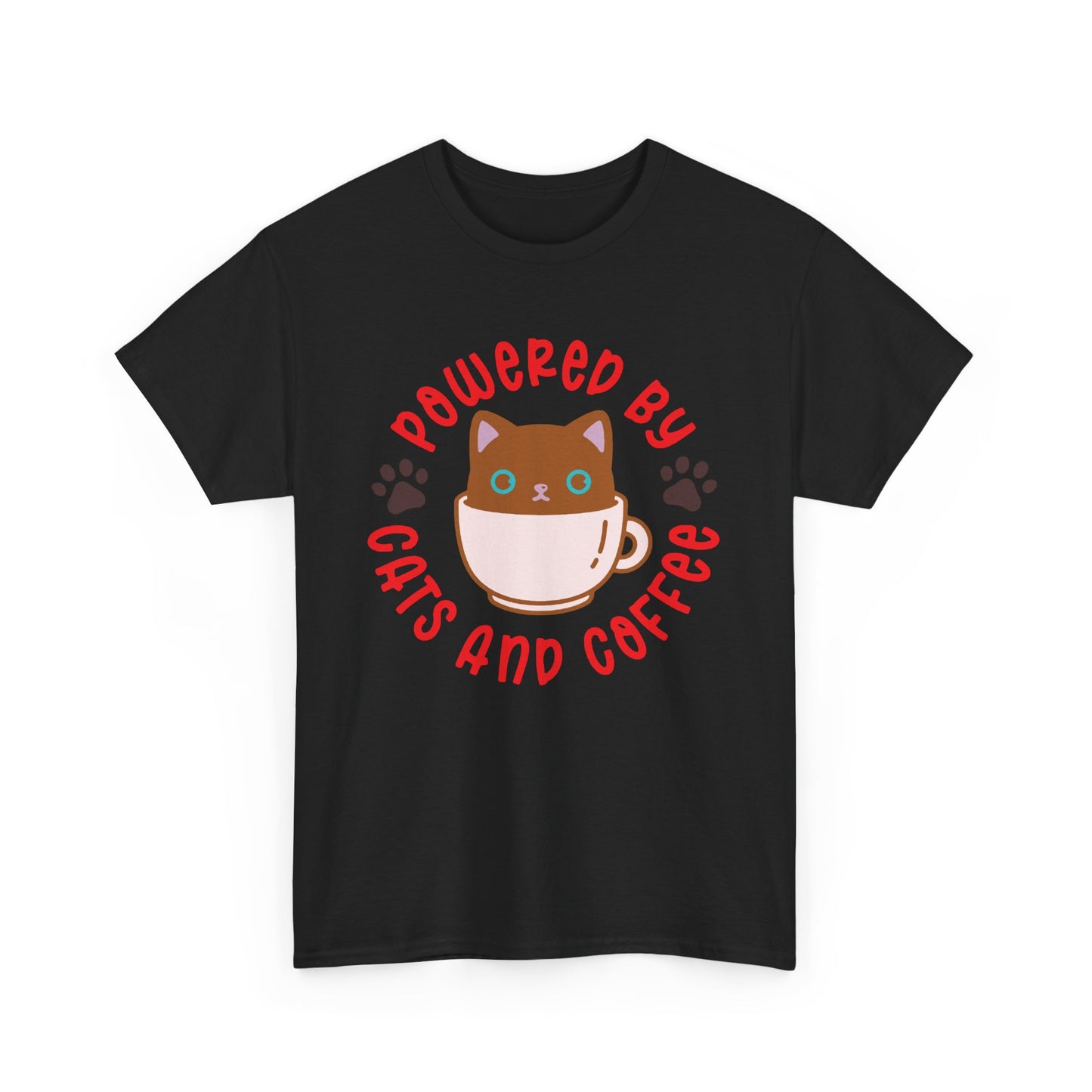 Powered by Cats and Coffee. Heavy Cotton T-Shirt