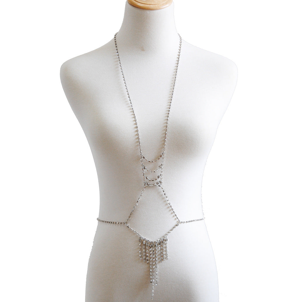 Rhinestone bra body chain