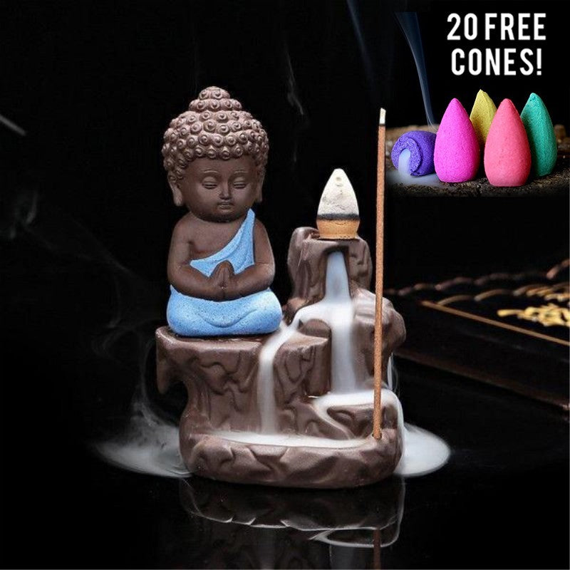 Creative Zisha Little Monk Flowing Water Backflow Incense Burner