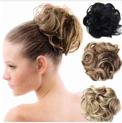 Popular hair bun fluffy natural drawstring fiber hair