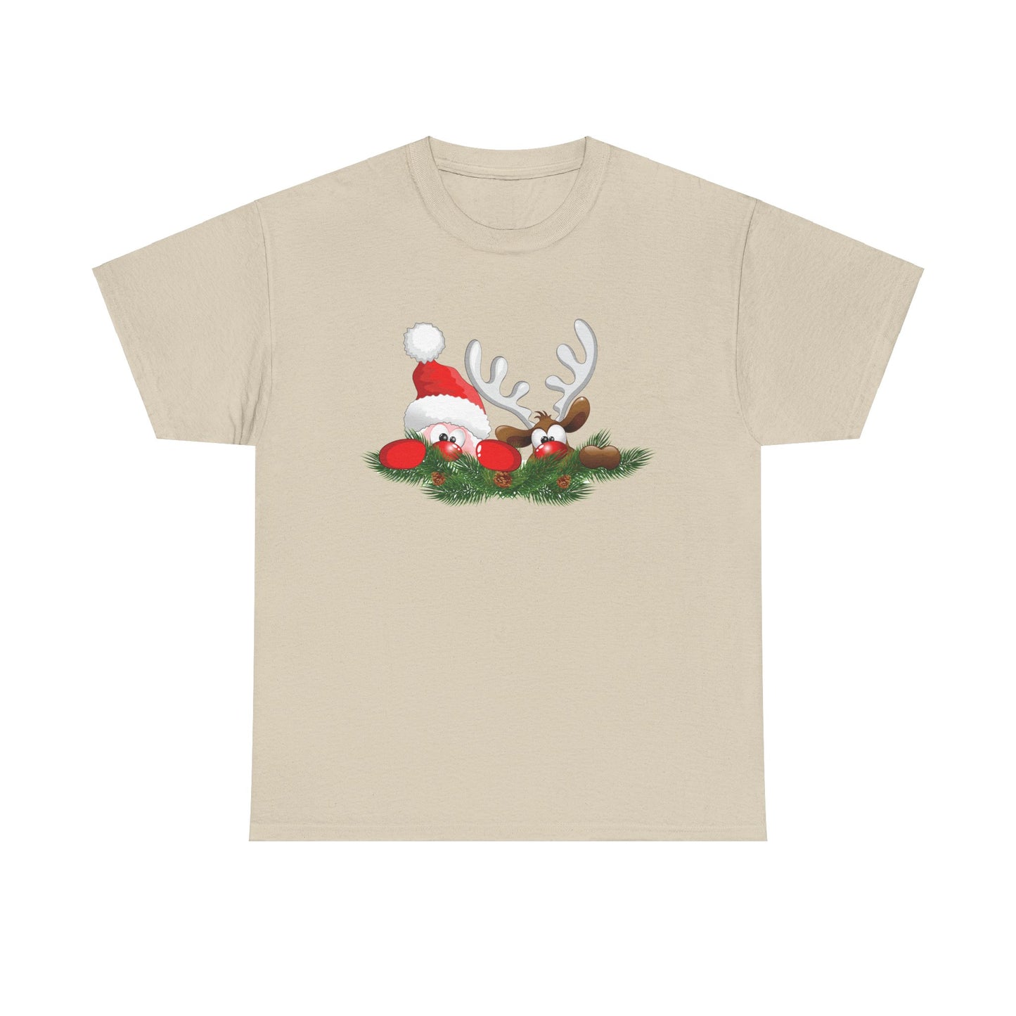 Peeking Santa. Heavy Cotton T-Shirt