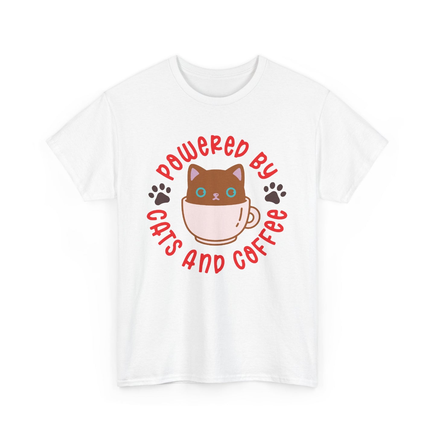 Powered by Cats and Coffee. Heavy Cotton T-Shirt