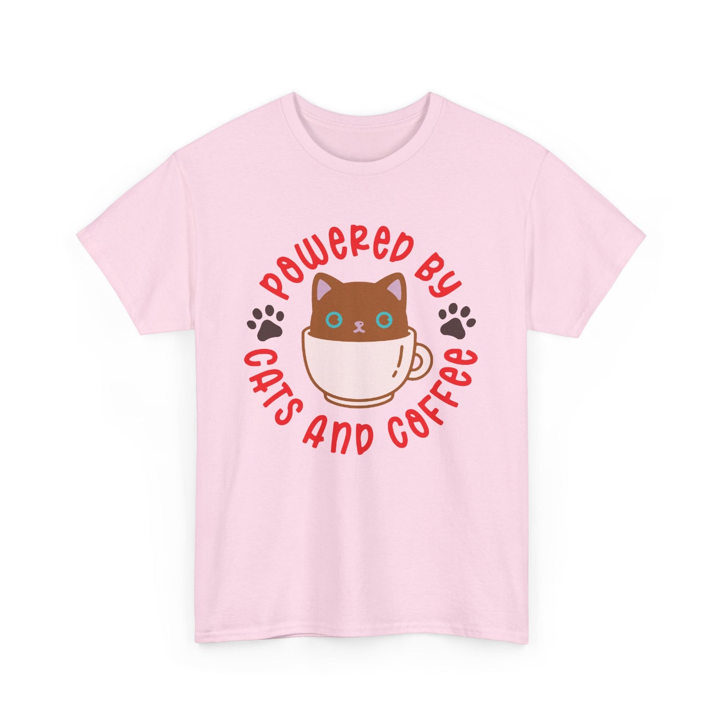 Powered by Cats and Coffee. Heavy Cotton T-Shirt