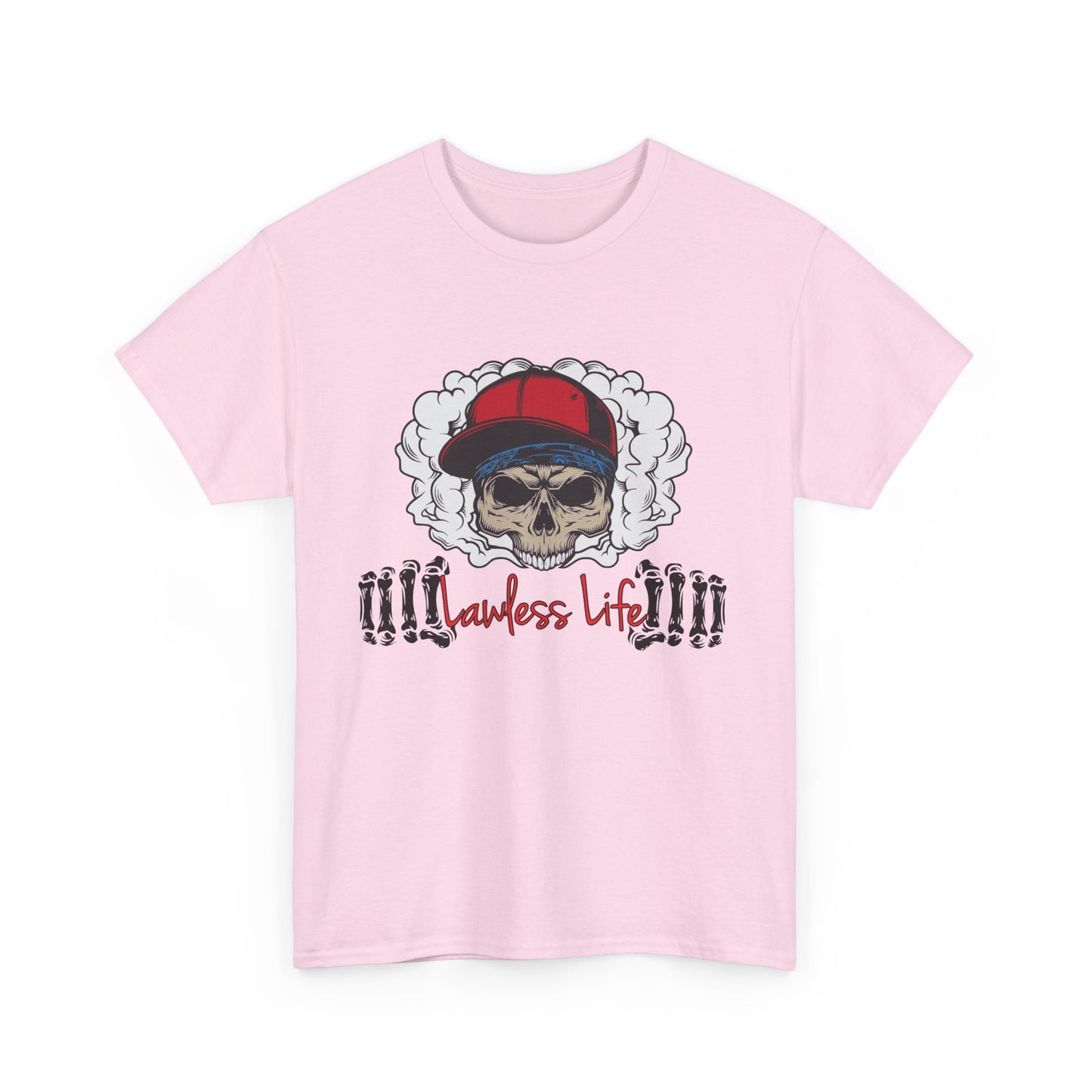 Lawless Life Smoking Skull. Heavy Cotton T-Shirt