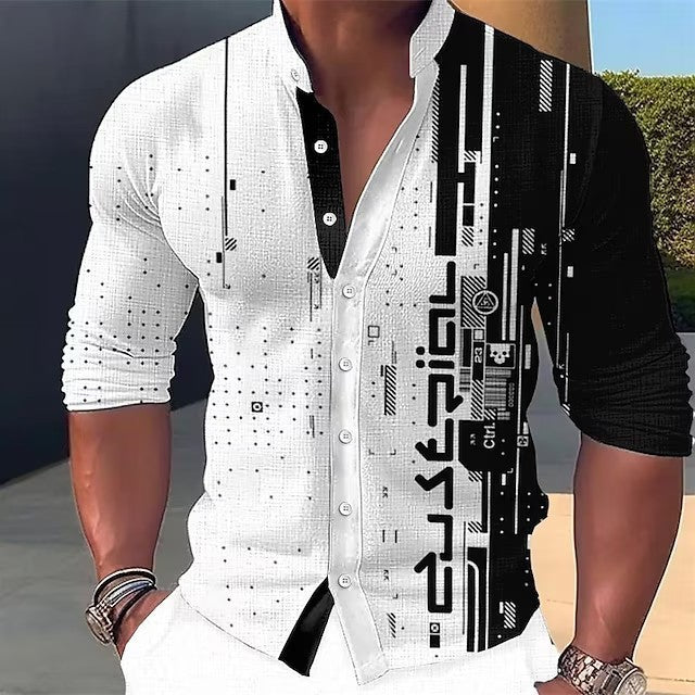 Men's Dizzy Multicolor 3D Digital Printed Round Neck Long Shirt