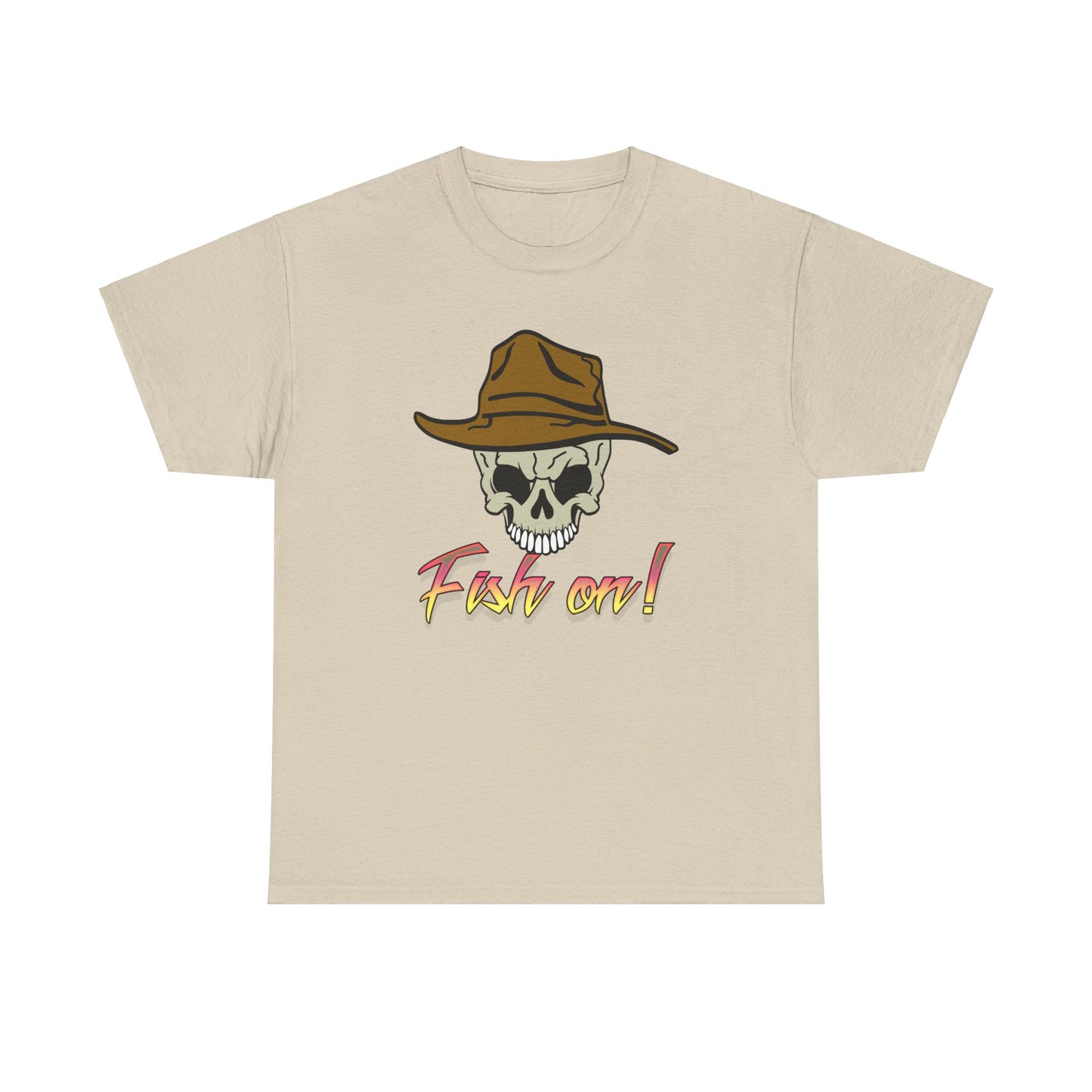 Fish on Skull. Heavy Cotton T-Shirt