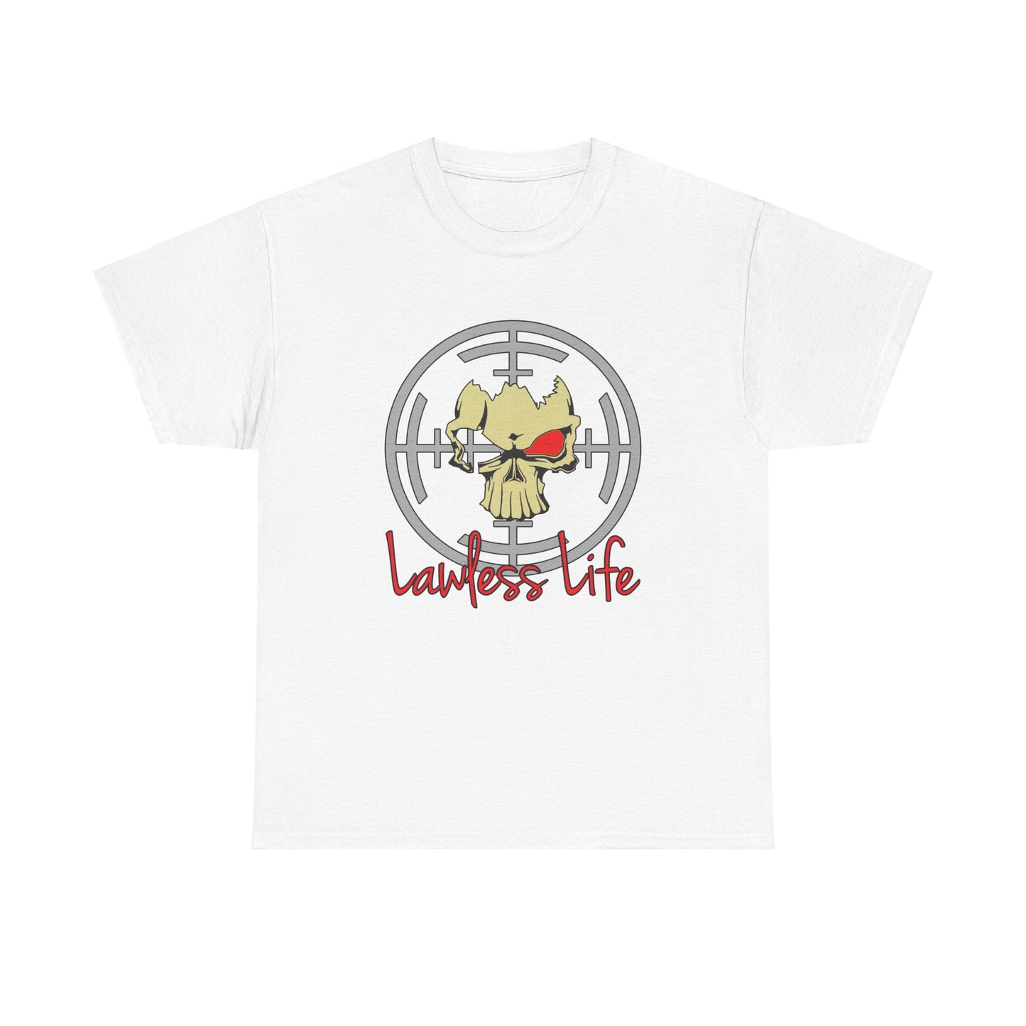 Lawless Life Skull Sight. Heavy Cotton T-Shirt