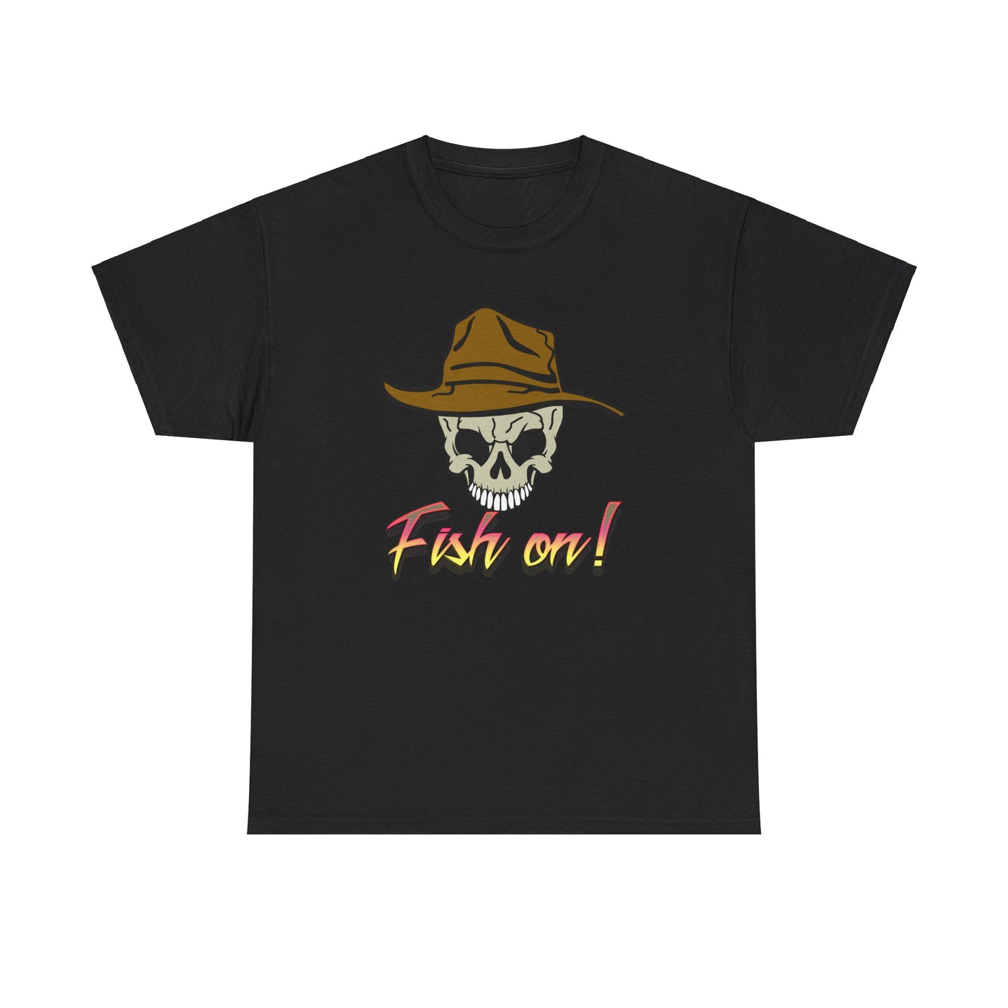 Fish on Skull. Heavy Cotton T-Shirt