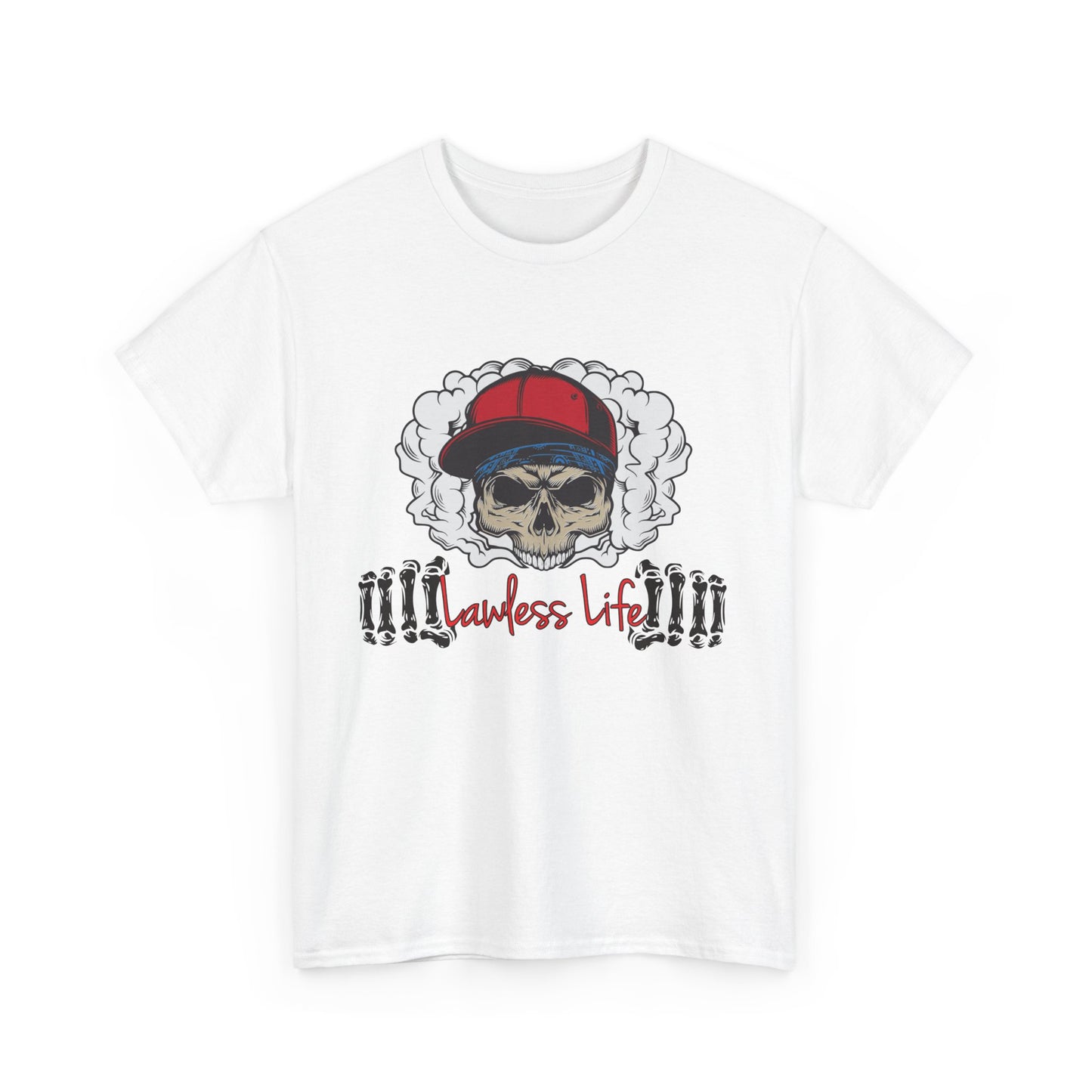 Lawless Life Smoking Skull. Heavy Cotton T-Shirt