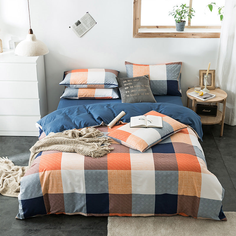 Checkered cotton bedding set